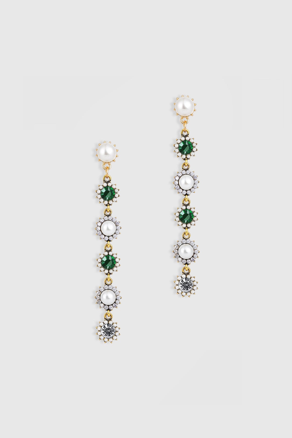 Vintage Two Tone Crystal Earring - Green