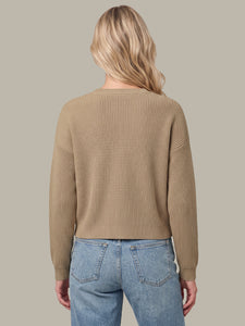 Daphne: Cropped Cotton Pullover - Mushroom Heather