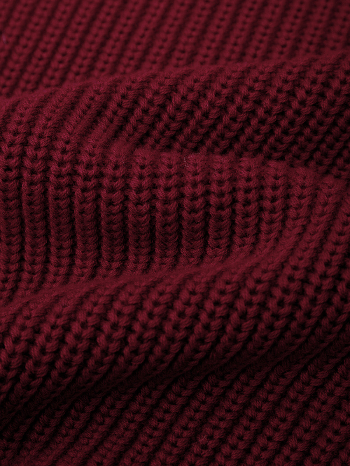 Jane: Crewneck Shaker Stitch Cotton Sweater - Dark Cherry