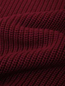 Jane: Crewneck Shaker Stitch Cotton Sweater - Dark Cherry