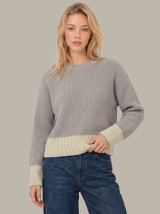 Sienna Stripe Rib Pullover - Grey Pearl Combo