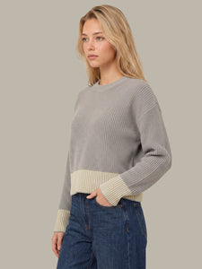 Sienna Stripe Rib Pullover - Grey Pearl Combo
