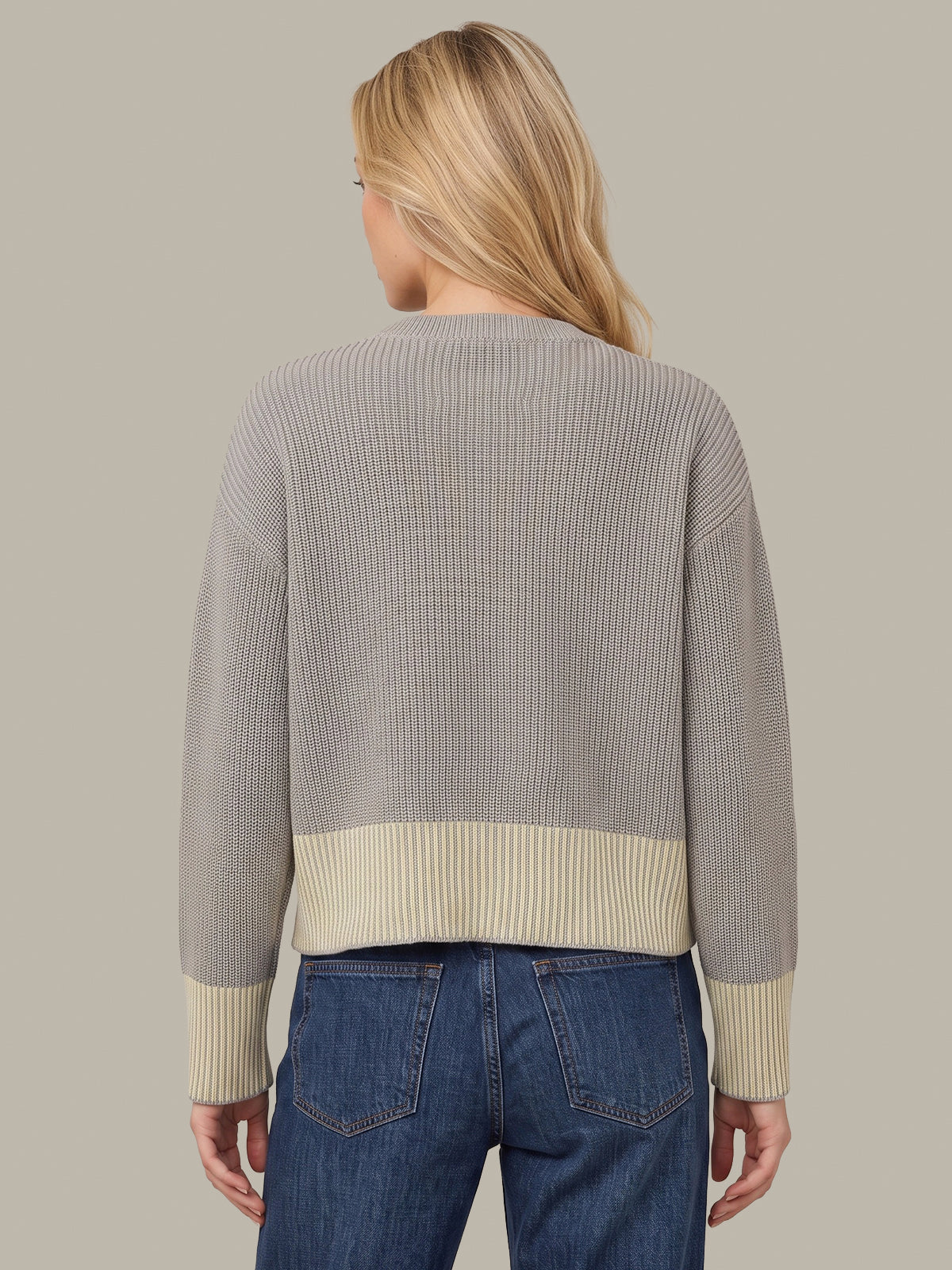 Sienna Stripe Rib Pullover - Grey Pearl Combo