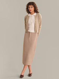 Classic Cashmere Cardigan - Camel Heather