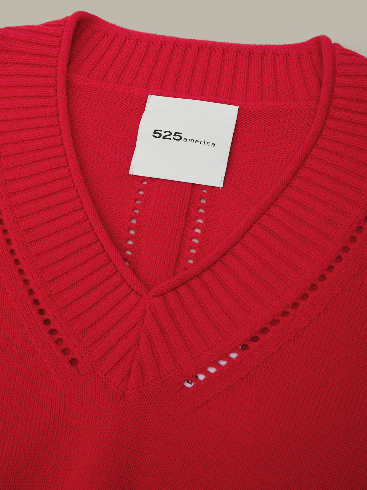 Virginia Vneck Pullover With Pointelle Details - True Red