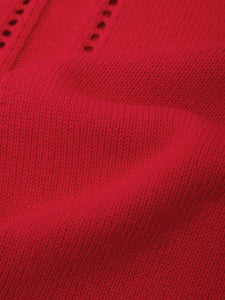 Virginia Vneck Pullover With Pointelle Details - True Red