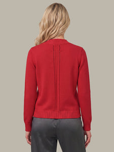 Virginia Vneck Pullover With Pointelle Details - True Red