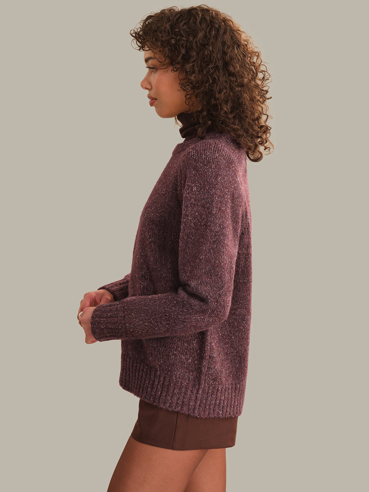 Constance Relaxed Crewneck Pullover - Italian Plum Combo