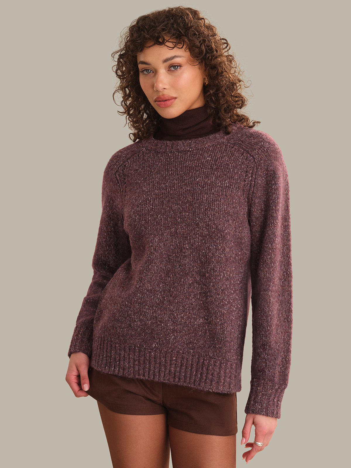 Constance Relaxed Crewneck Pullover - Italian Plum Combo