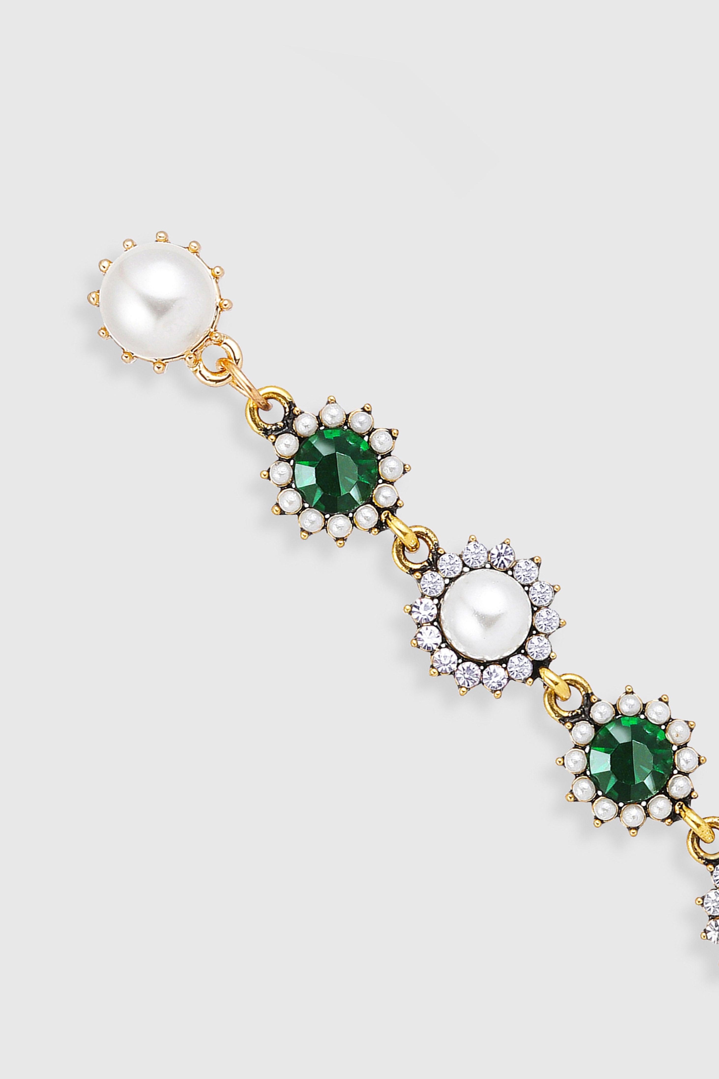 Vintage Two Tone Crystal Earring - Green