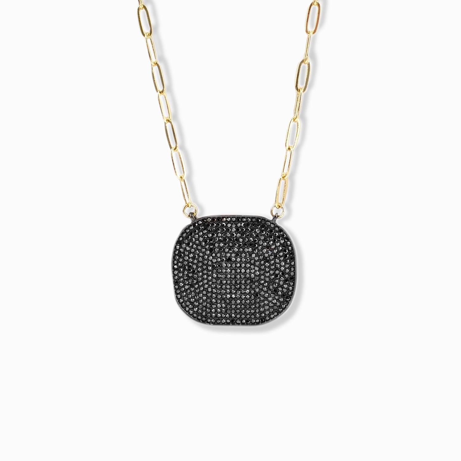 Link Necklace w/CZ Pendant - Gold Hematite