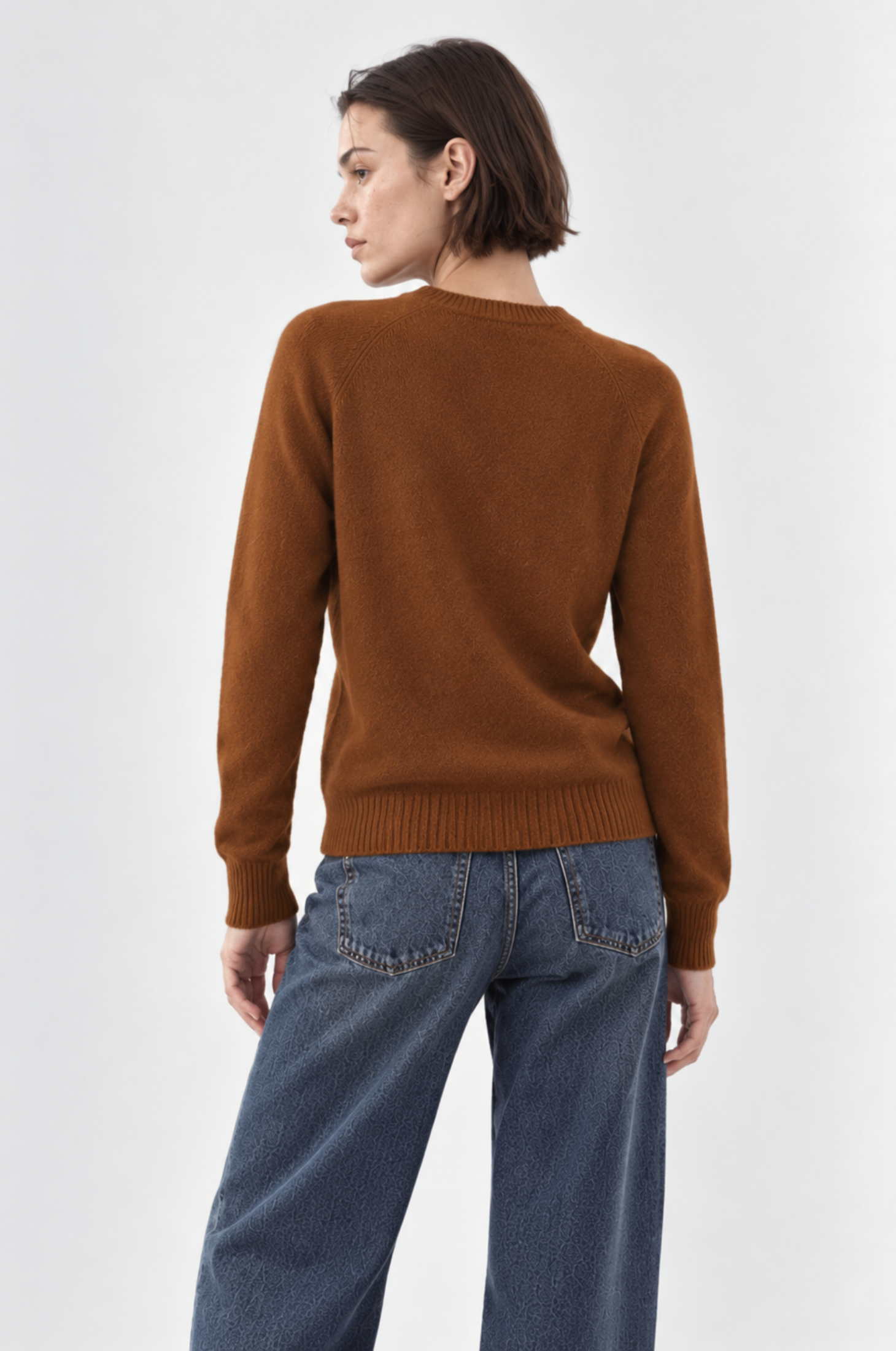 Cashmere 9gg Long Sleeve Shrunken Crew - Foxtail