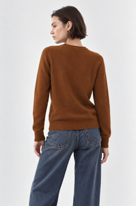 Cashmere 9gg Long Sleeve Shrunken Crew - Foxtail