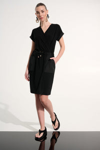 Silky Knit Wrap Dress - Black
