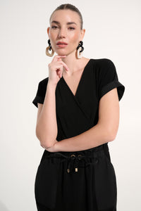 Silky Knit Wrap Dress - Black