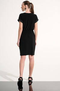 Silky Knit Wrap Dress - Black