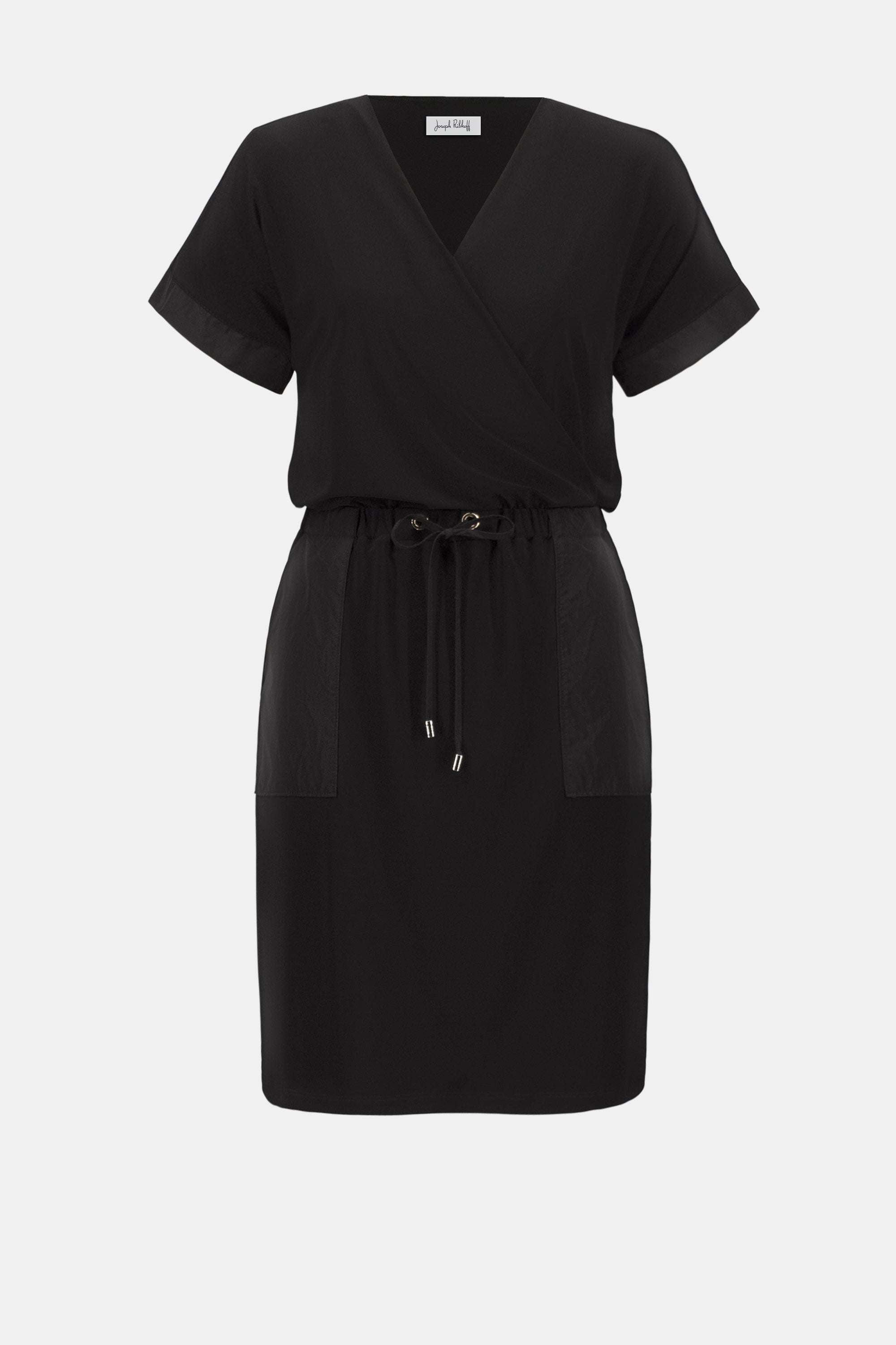 Silky Knit Wrap Dress - Black