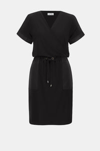 Silky Knit Wrap Dress - Black