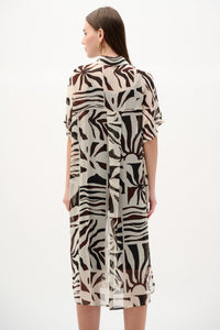 Chiffon Tropical Print Blouse - Beige/Multi