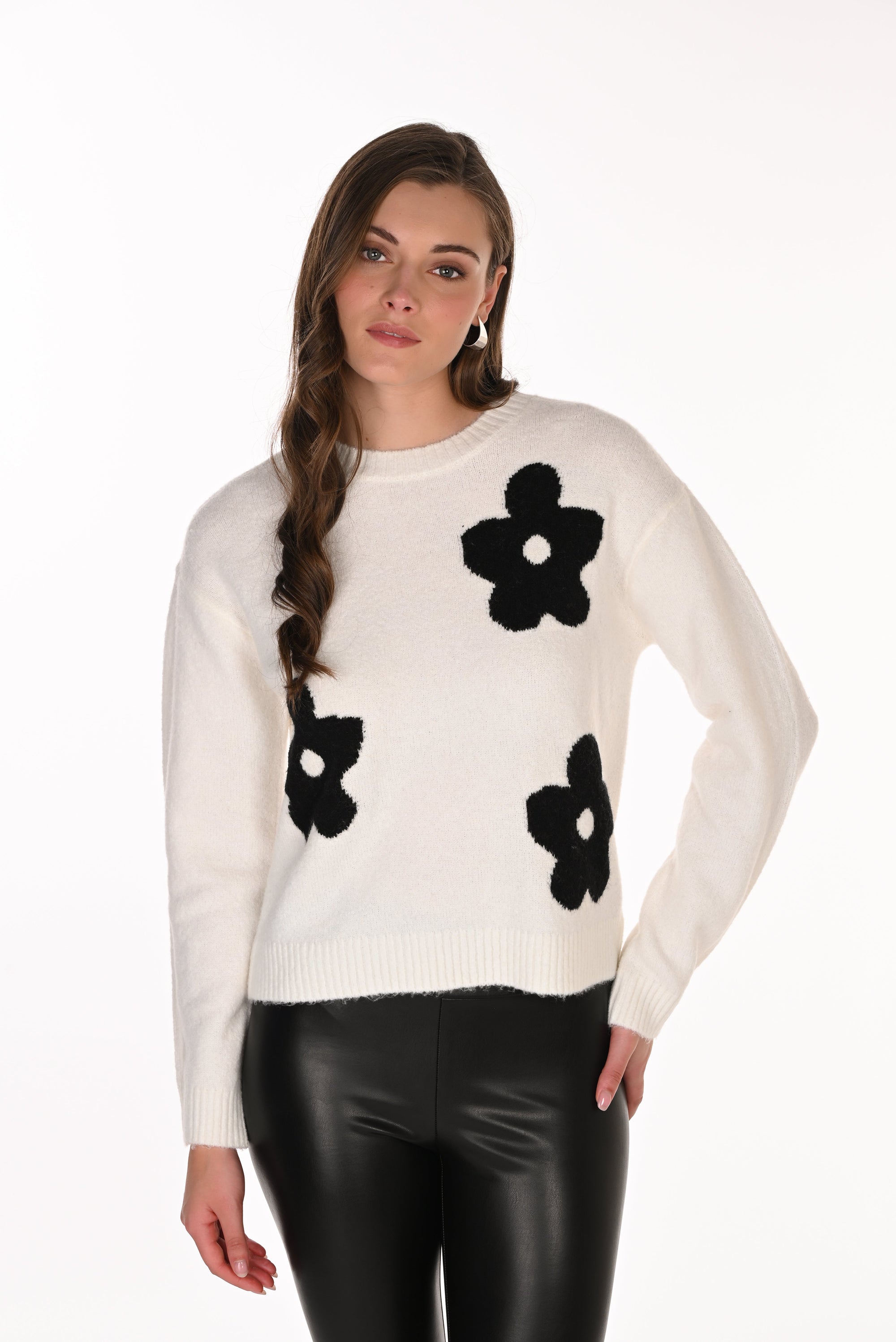 Knit Sweater - Cream/Black