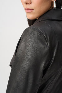 Foiled Fitted Moto Jacket - Black