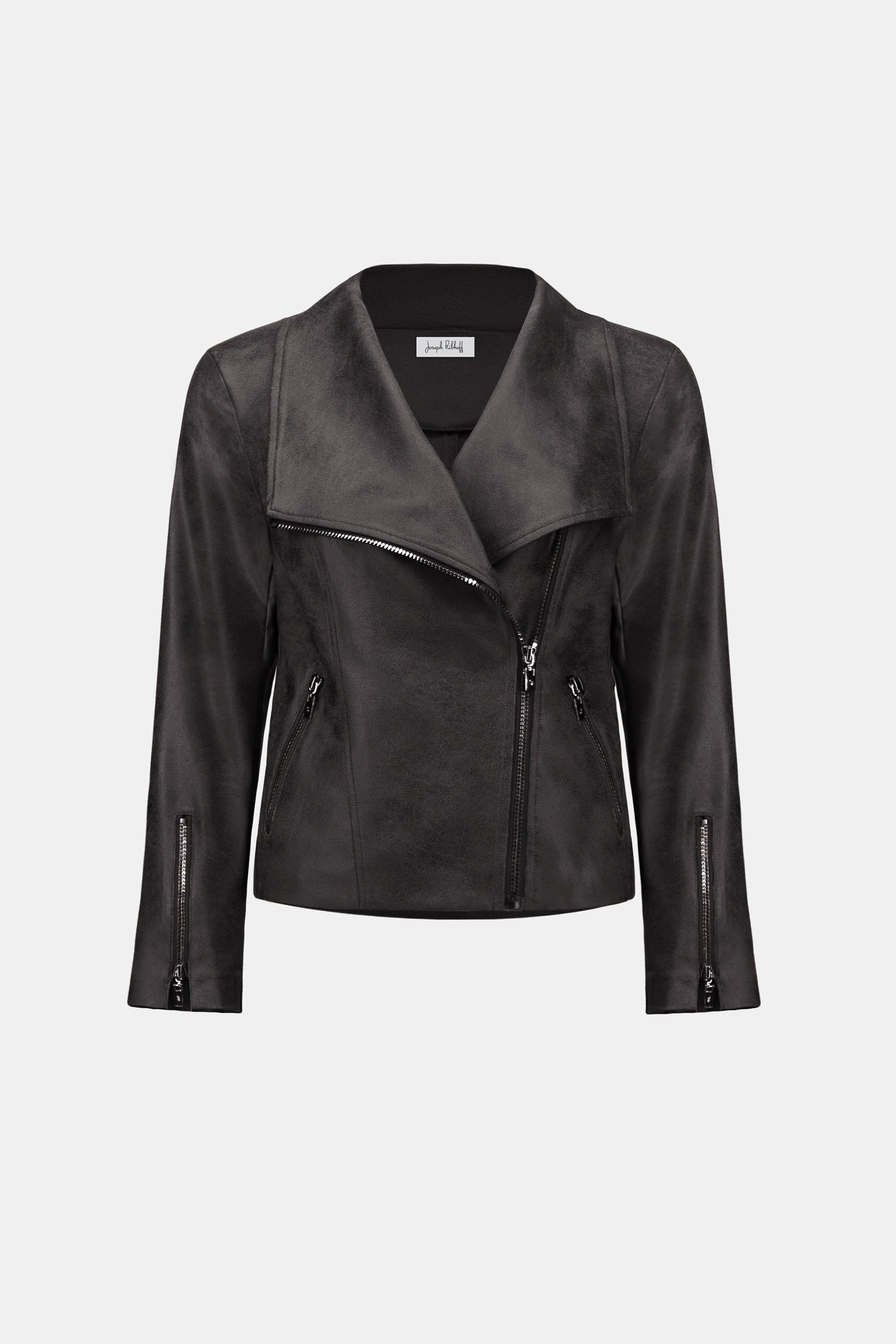 Foiled Fitted Moto Jacket - Black