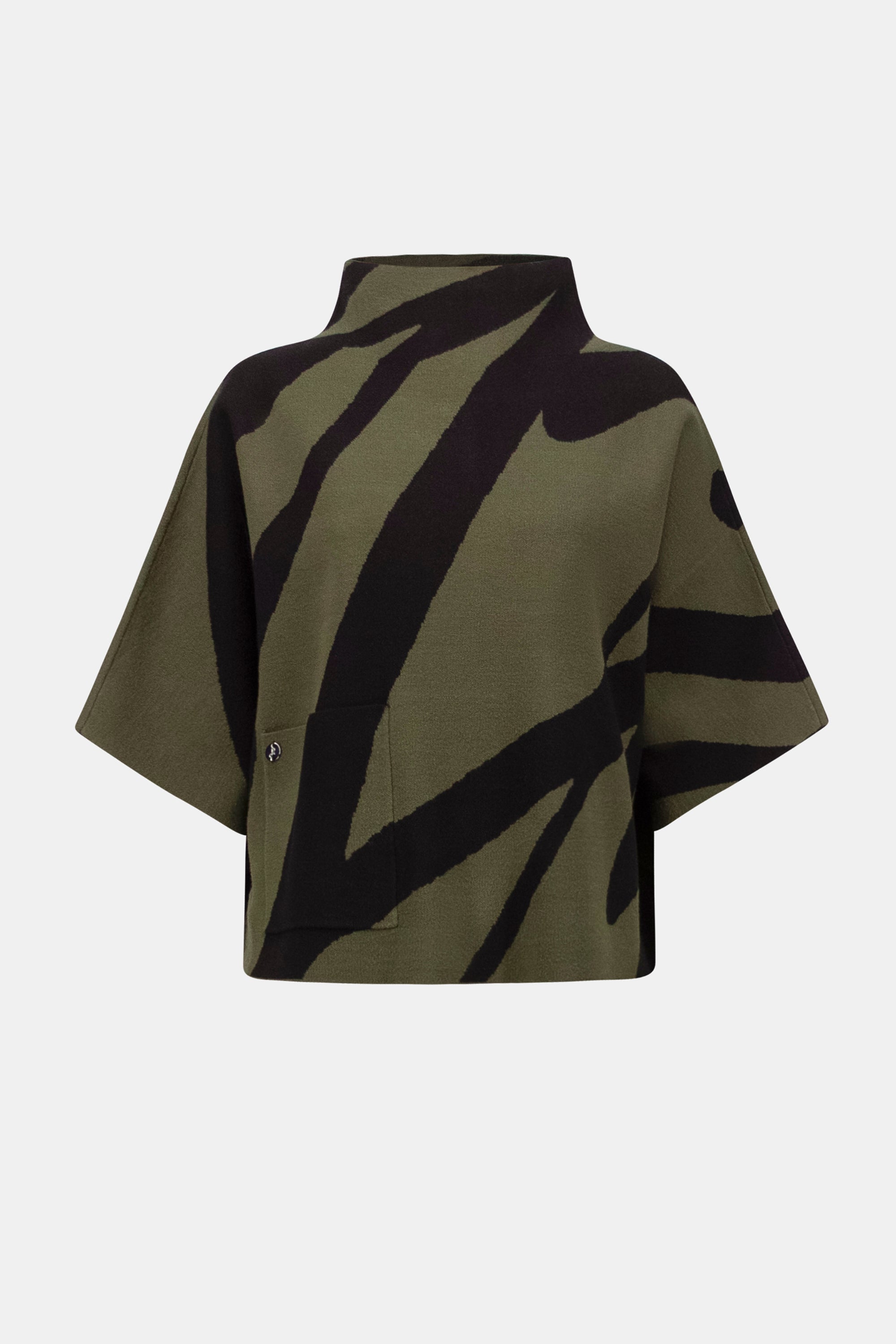 Abstract Funnel-Neck Sweater - Avocado/Black