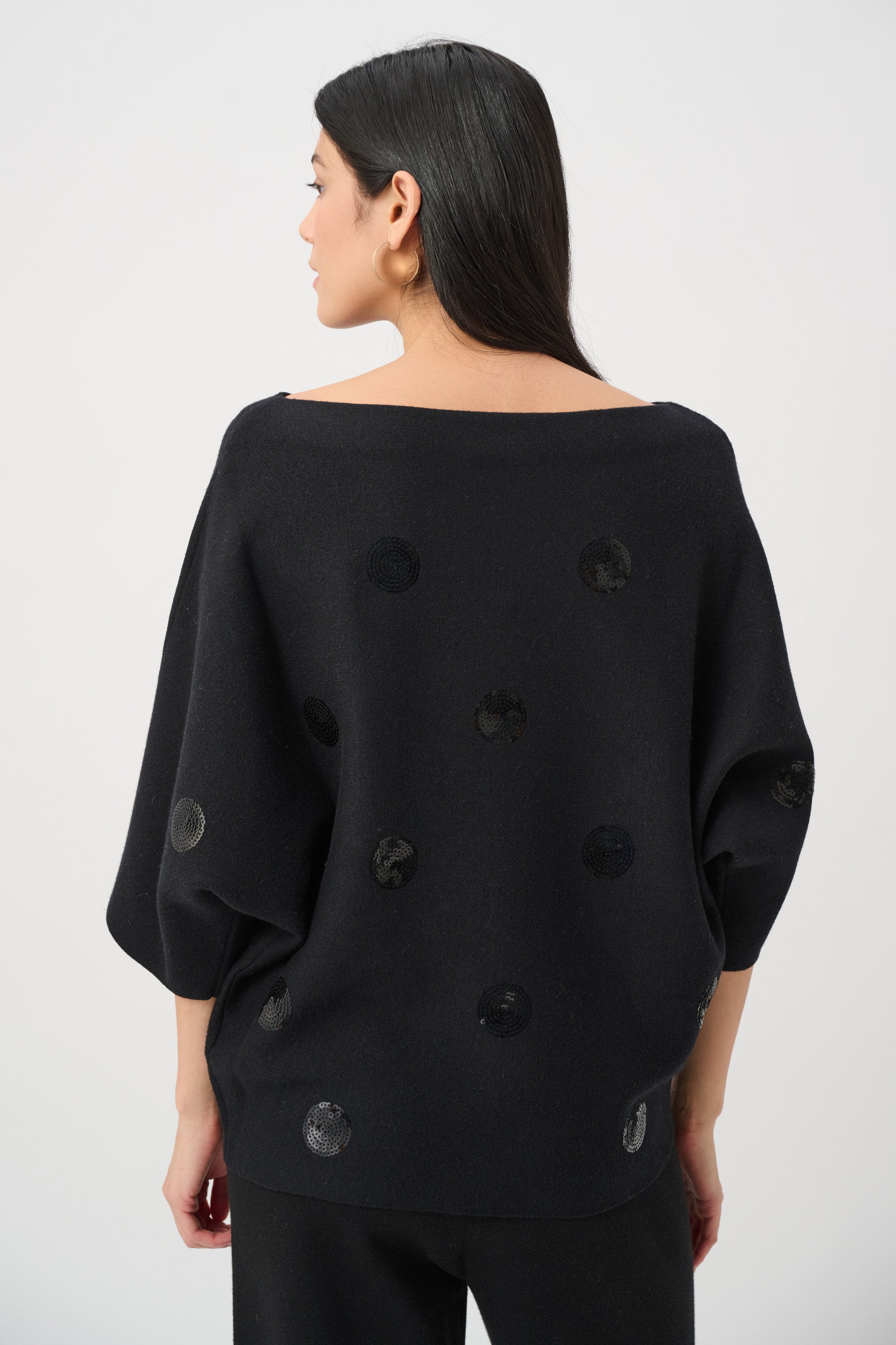 Brushed Dot Embroidered Sweater - Black