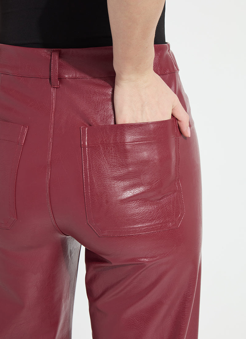 Vegan Leather Wide Leg Pant - Chocolate Cosmos
