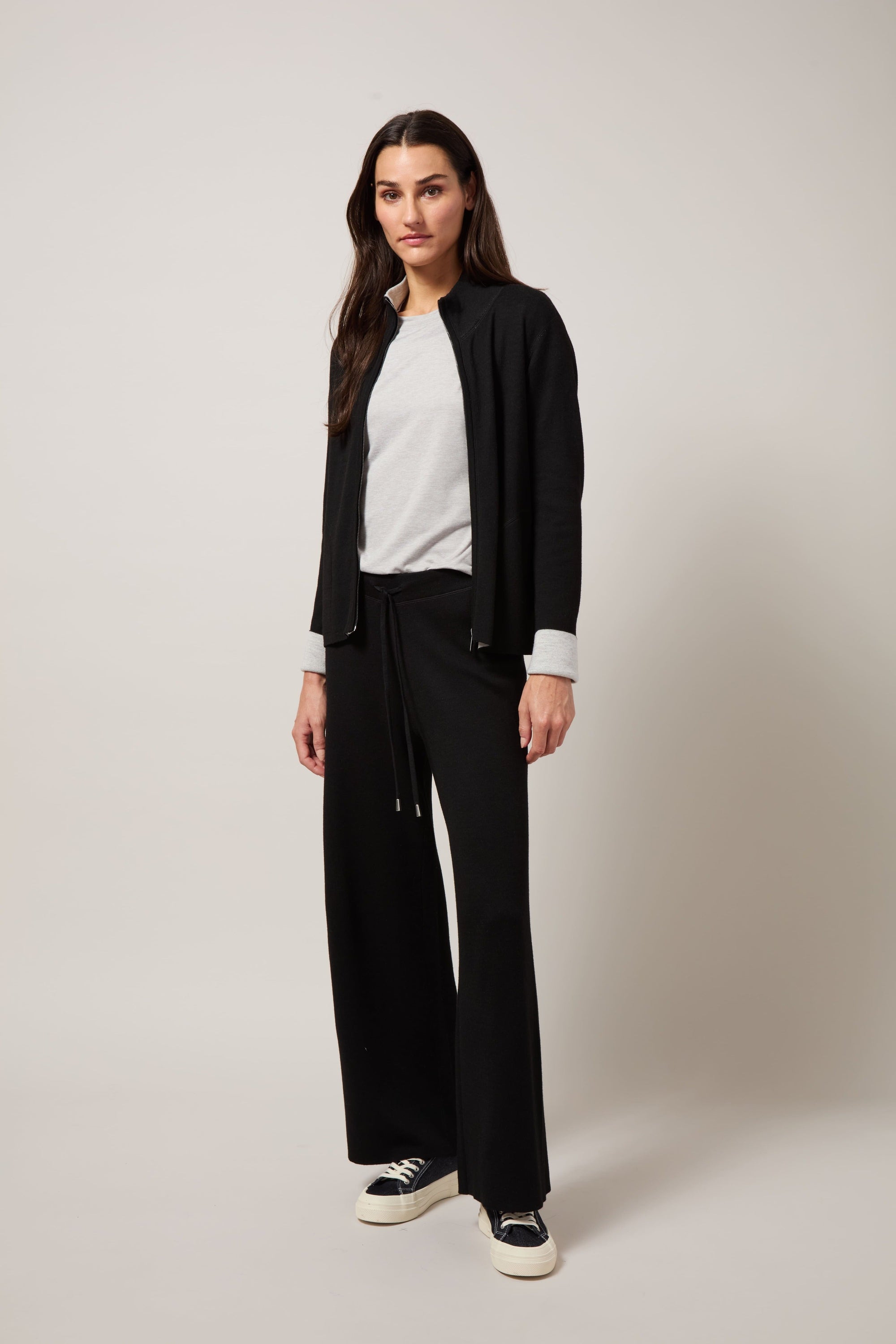 Odessa Reversible Knit Lounge Wide Leg - Black/Pearl Grey