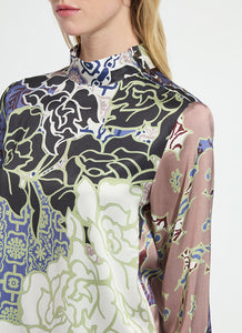 Seraphina Mock Neck Blouse - Antique Garden