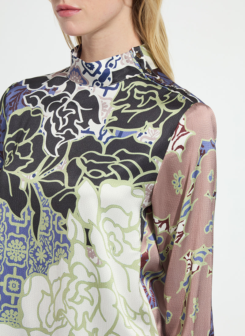 Seraphina Mock Neck Blouse - Antique Garden