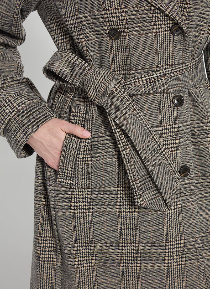 Marla Brushed Ponte Belted Trench Coat - Cambridge Boheme