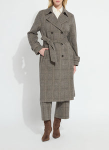 Marla Brushed Ponte Belted Trench Coat - Cambridge Boheme