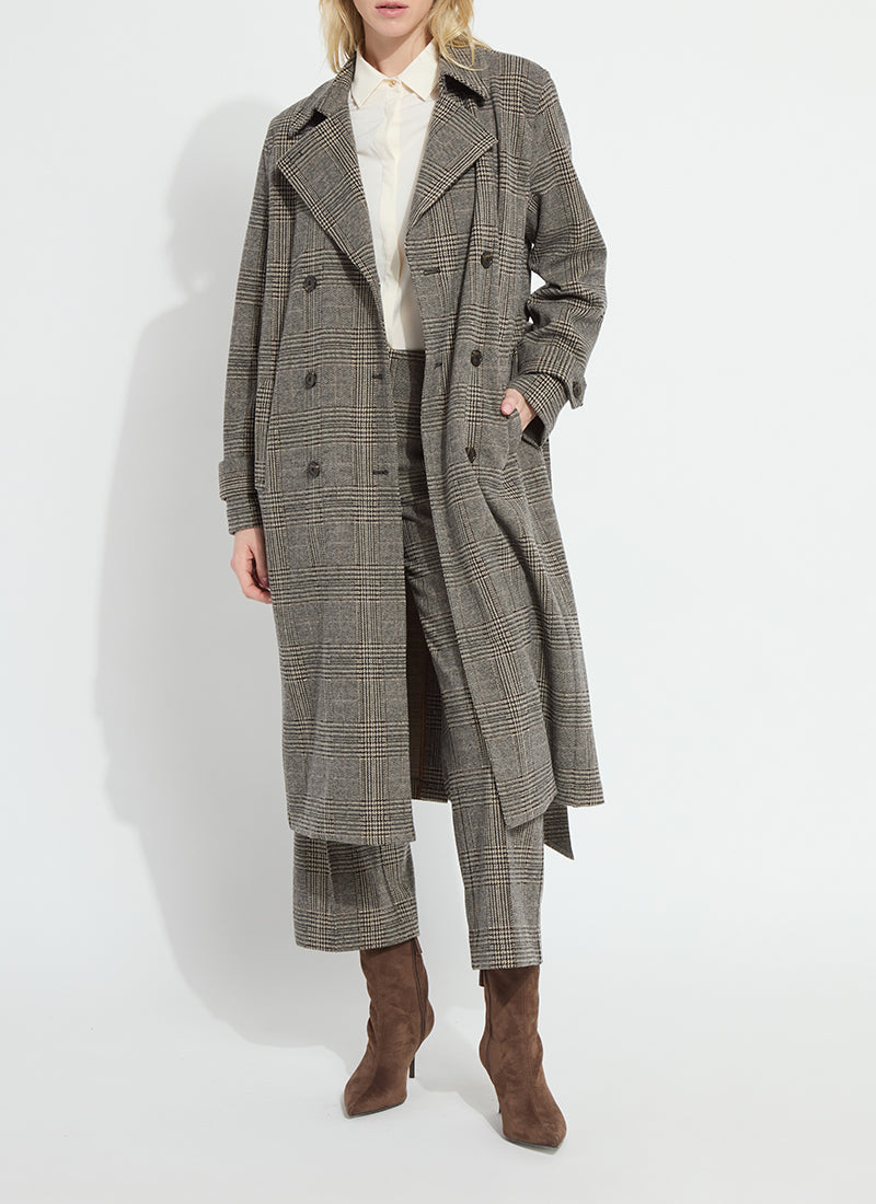 Marla Brushed Ponte Belted Trench Coat - Cambridge Boheme