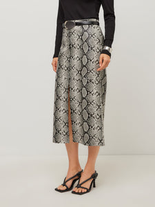 Kaia Faux Leather Midi Skirt - Print