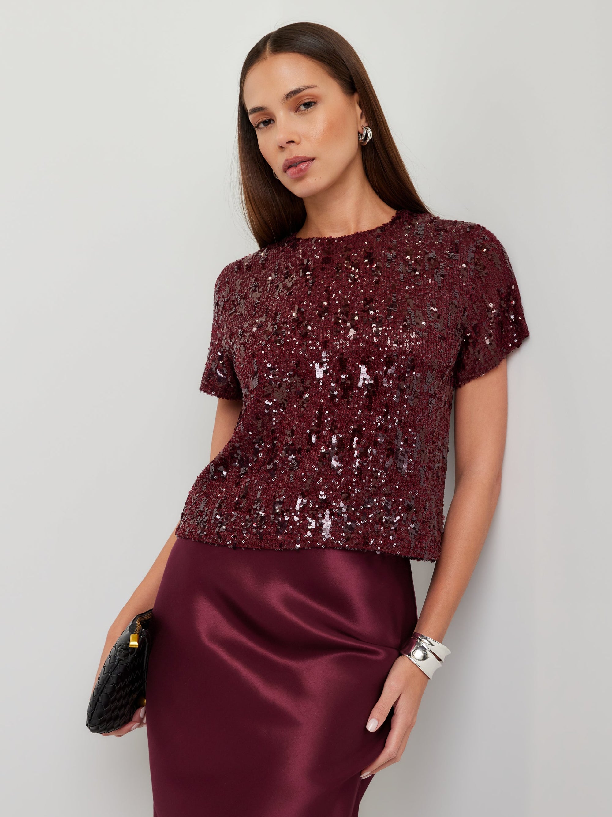 Stacey Sequin Top - Merlot