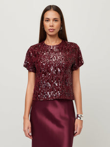 Stacey Sequin Top - Merlot