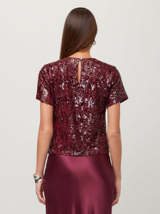 Stacey Sequin Top - Merlot