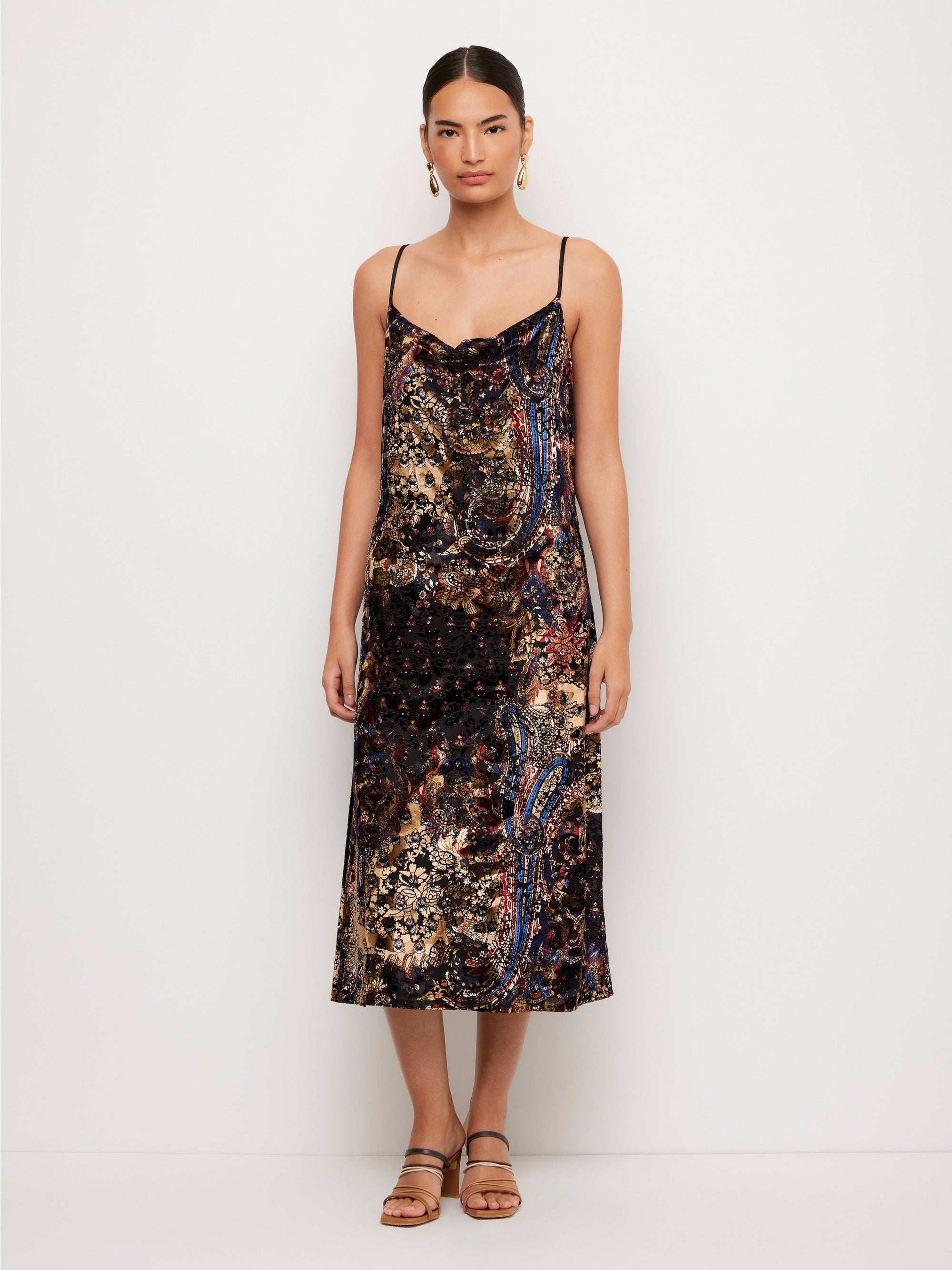 Krissa Drape Front Midi Dress - Print