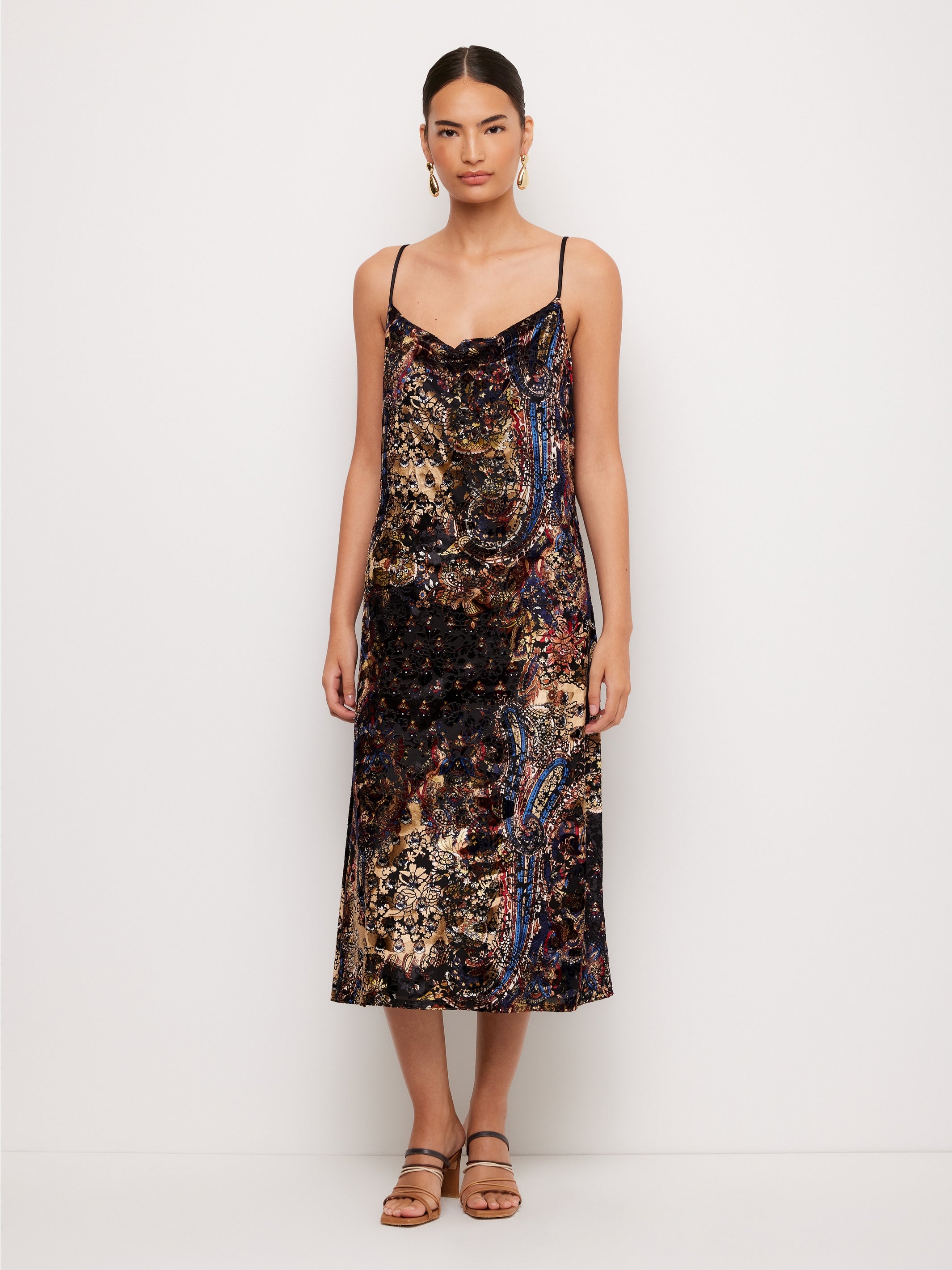 Krissa Drape Front Midi Dress - Print