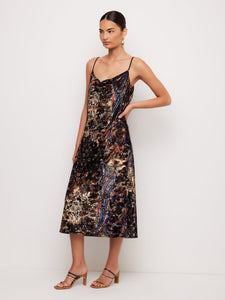 Krissa Drape Front Midi Dress - Print