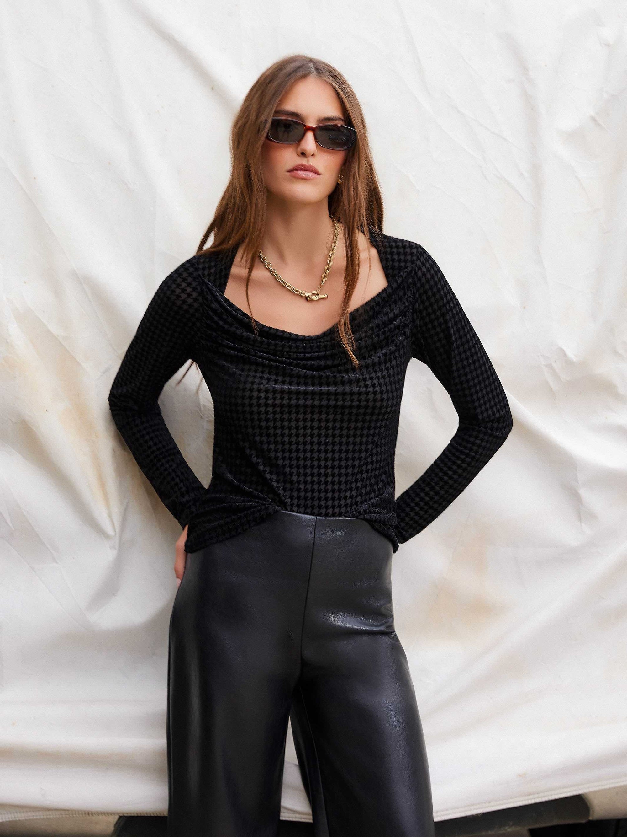 Payton Velvet Burnout Top - Black