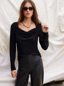 Payton Velvet Burnout Top - Black