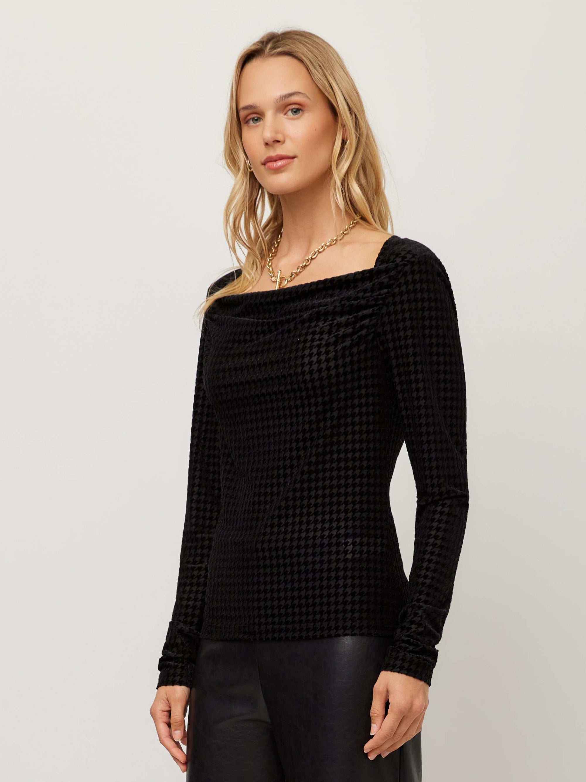 Payton Velvet Burnout Top - Black