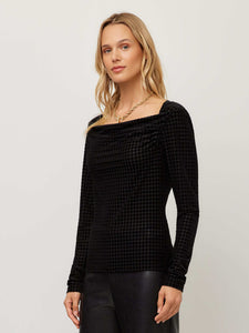 Payton Velvet Burnout Top - Black
