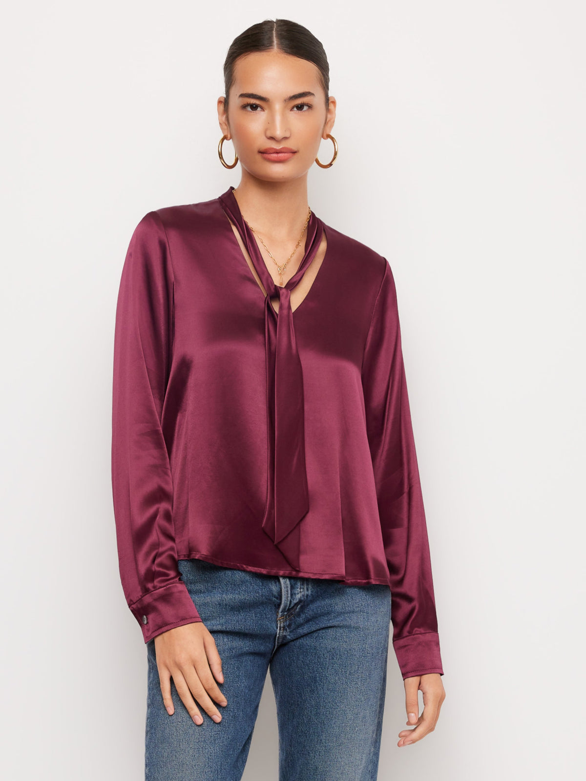 Patty Tie-Neck Top - Merlot