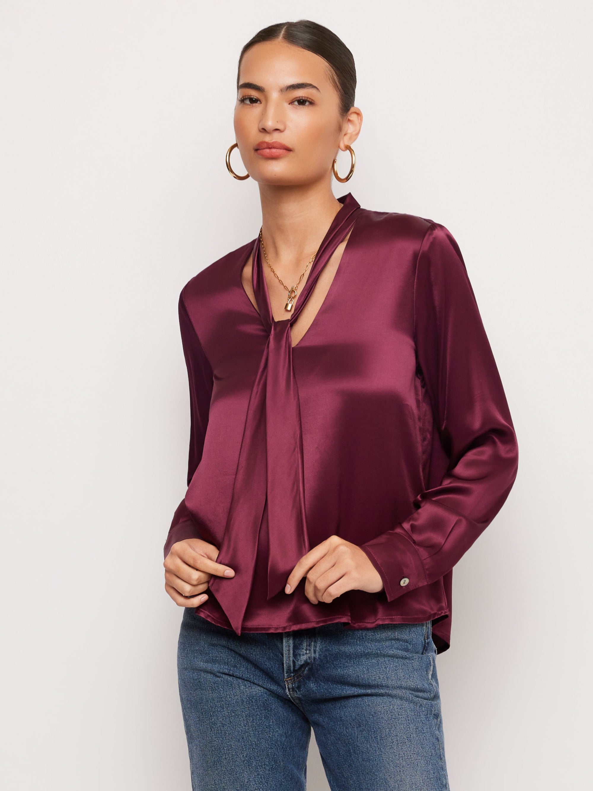 Patty Tie-Neck Top - Merlot