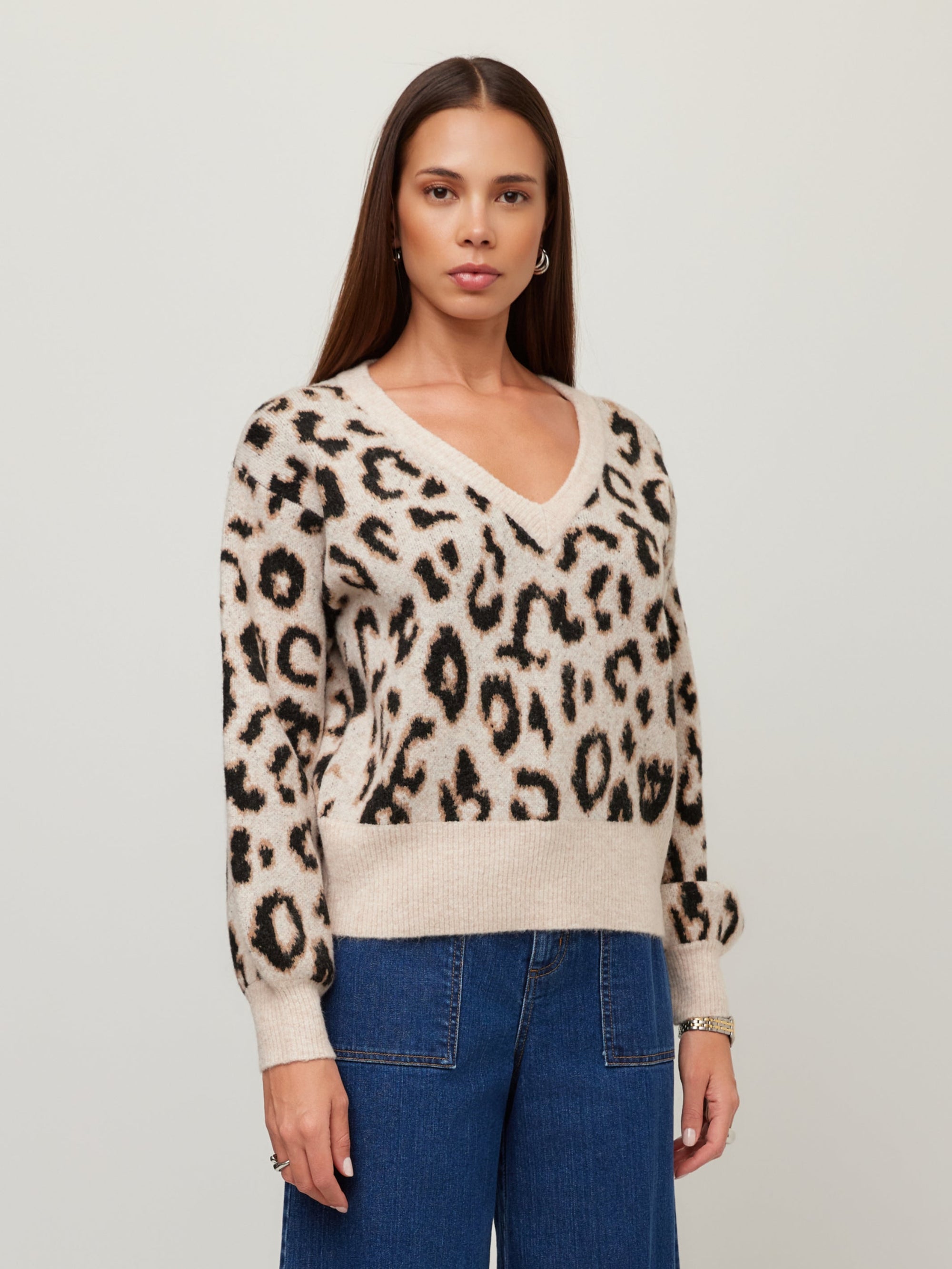 Elodie Blouson Sleeve Sweater - Leopard