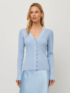 Bliss Scallop Edge Sweater - Glacier
